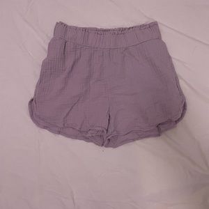 Lilac Flowy Linen Shorts